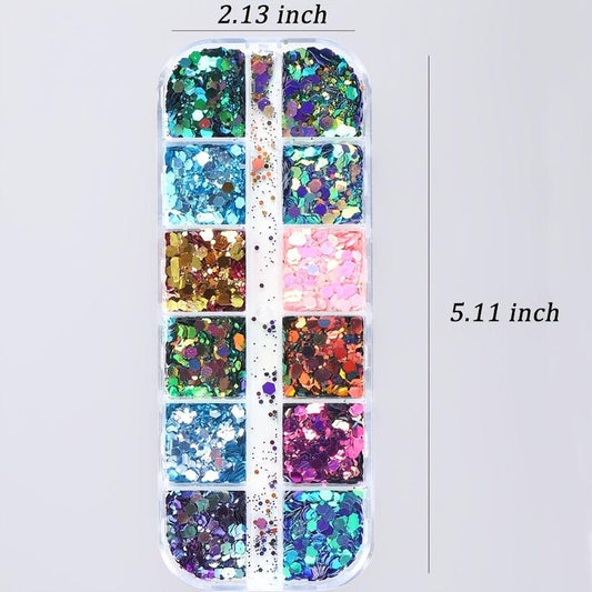 Y2K Laser Nail Sequins Colorful Nail Glitters for DIY Nail Art