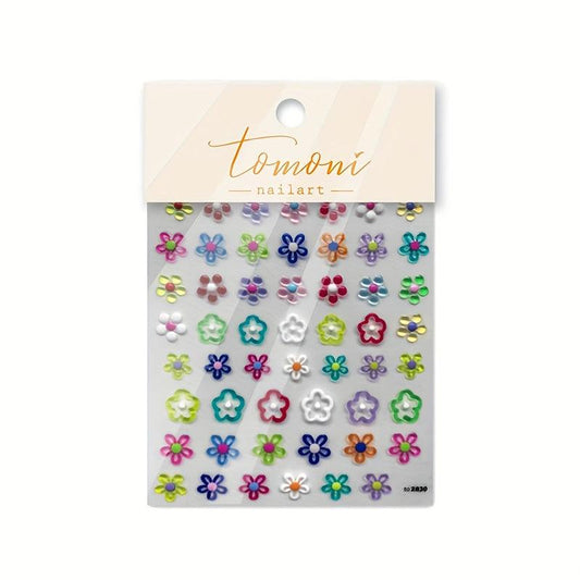 5D Embossed Daisy Nail Art Stickers Self Adhesive Nail Art