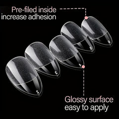 240pcs Soft Gel Nail Tips Half Matte Clear Acrylic Nail Tips
