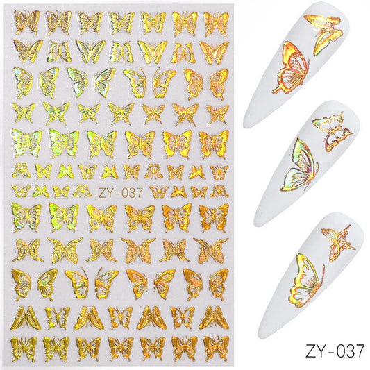 Gold 3D Butterfly Nail Art Stickers Self Adhesive Decals DIY Supplies
