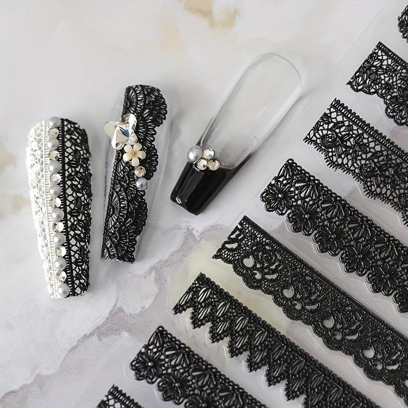 1 pc 5D Dream Lace Nail Art Stickers Embossed Relief Stick Tips DIY Nail