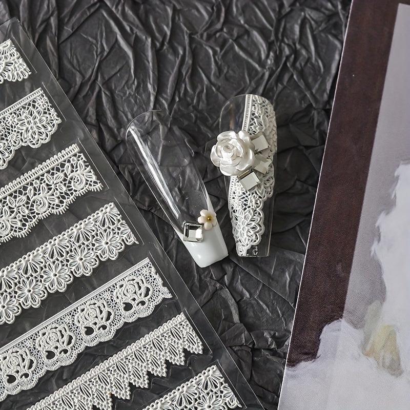 1 pc 5D Dream Lace Nail Art Stickers Embossed Relief Stick Tips DIY Nail