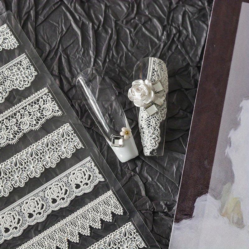 1 pc 5D Dream Lace Nail Art Stickers Embossed Relief Stick Tips DIY Nail