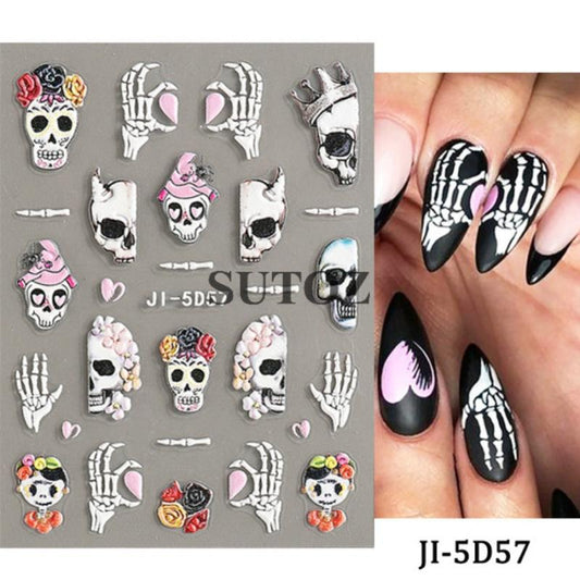 3D Halloween Nail Art Stickers Self Adhesive Nail Decals