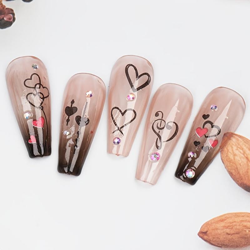 12 Pcs Love Heart Nail Water Stickers Decals Set