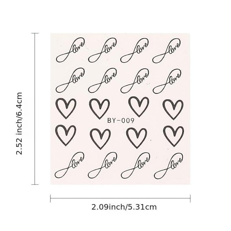12 Pcs Love Heart Nail Water Stickers Decals Set