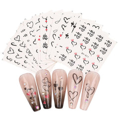 12 Pcs Love Heart Nail Water Stickers Decals Set