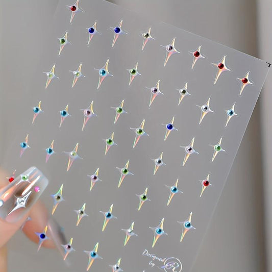 Sparkle Star Nail Art Stickers 3D Self Adhesive Decals Bling Rhinestone