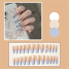 Y2K Star Press On Nails Long Coffin Ballerina False Nails with Glue
