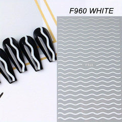 French Shining Line Nail Art Stickers 3D Glitter Wavy Stripe Nail Decals