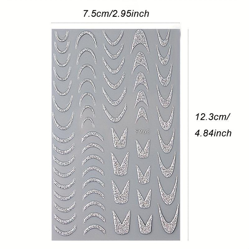French Shining Line Nail Art Stickers 3D Glitter Wavy Stripe Nail Decals