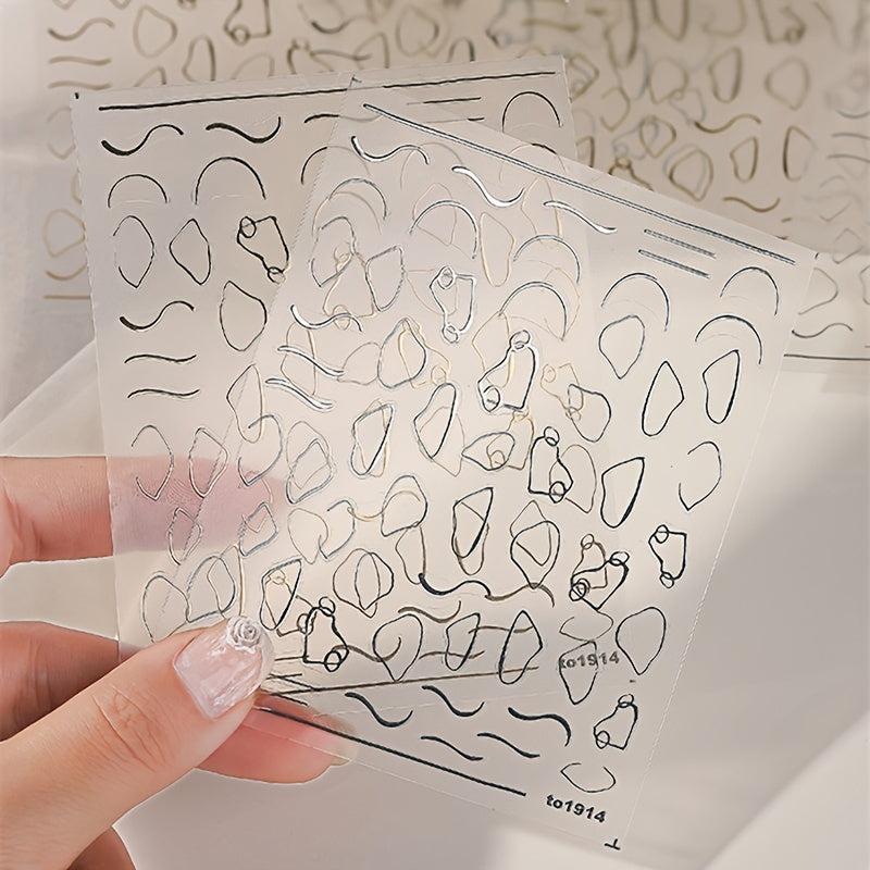 Irregular Line Nail Art Stickers - Self Adhesive Bronzing Decals