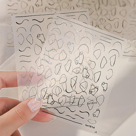 Irregular Line Nail Art Stickers - Self Adhesive Bronzing Decals