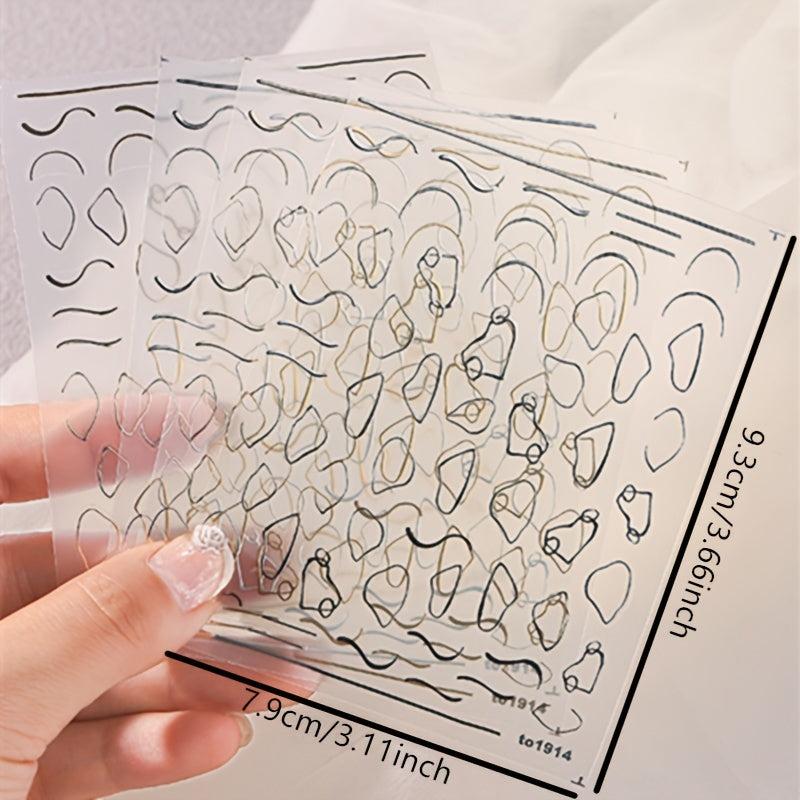 Irregular Line Nail Art Stickers - Self Adhesive Bronzing Decals