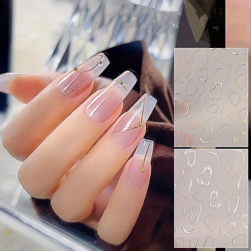 Irregular Line Nail Art Stickers - Self Adhesive Bronzing Decals