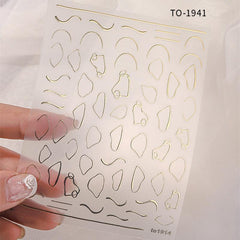Irregular Line Nail Art Stickers - Self Adhesive Bronzing Decals
