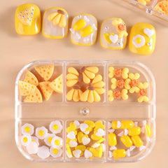 6 Grids Resin Nail Charm Cheese Banana Egg DIY Decoration