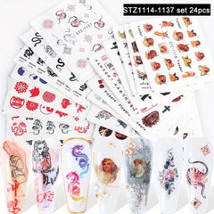 Water Transfer Nail Stickers Leaf Flower for Acrylic Nails