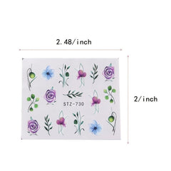 Water Transfer Nail Stickers Leaf Flower for Acrylic Nails