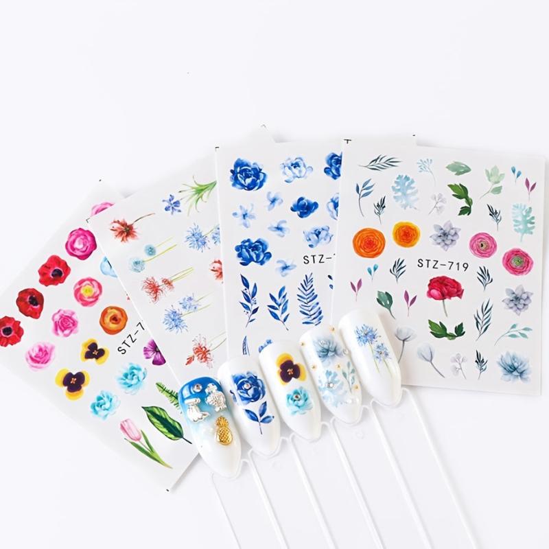 Water Transfer Nail Stickers Leaf Flower for Acrylic Nails