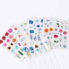 Water Transfer Nail Stickers Leaf Flower for Acrylic Nails