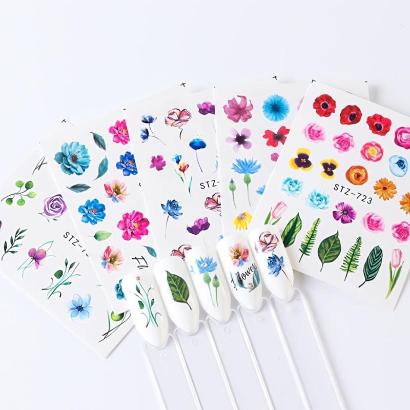 Water Transfer Nail Stickers Leaf Flower for Acrylic Nails