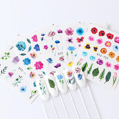 Water Transfer Nail Stickers Leaf Flower for Acrylic Nails