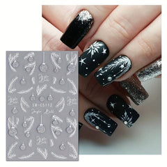 Glitter Christmas Nail Art Stickers - Snowflake Tree Bell Dec
