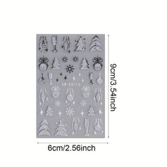 Glitter Christmas Nail Art Stickers - Snowflake Tree Bell Dec