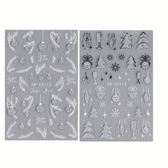 Glitter Christmas Nail Art Stickers - Snowflake Tree Bell Dec
