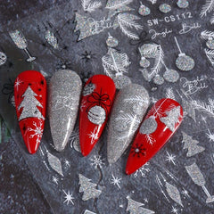 Glitter Christmas Nail Art Stickers - Snowflake Tree Bell Dec