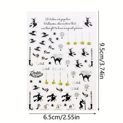 Halloween Nail Art Stickers Set - Laser Ghost Witch Pumpkin Decals