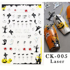 Halloween Nail Art Stickers Set - Laser Ghost Witch Pumpkin Decals