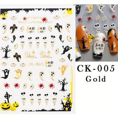 Halloween Nail Art Stickers Set - Laser Ghost Witch Pumpkin Decals