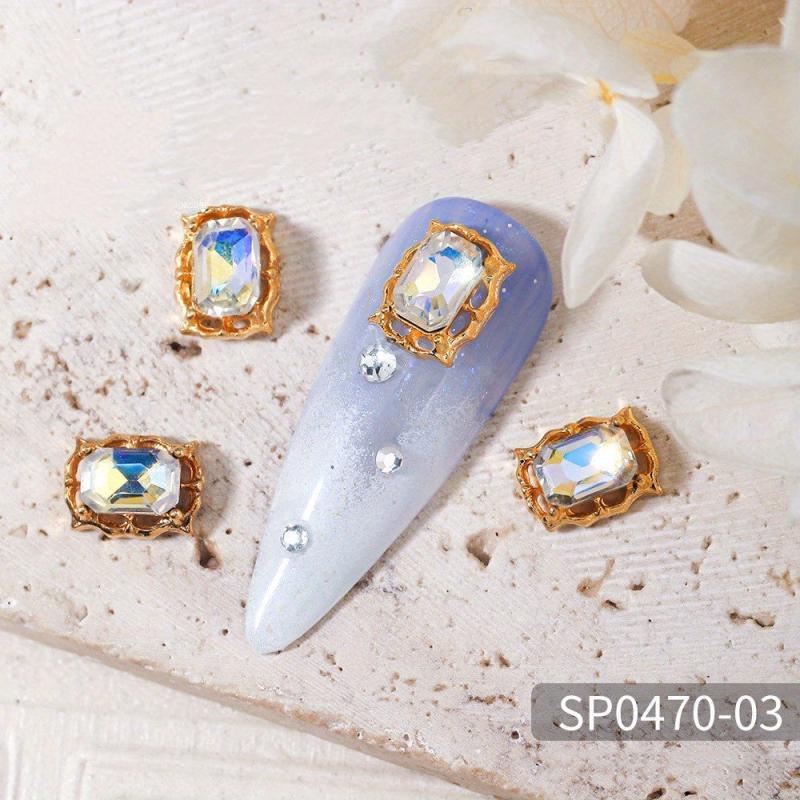 5 pcs 3D Crystal Nail Charms Large Rhinestones and Diamonds Silver Metal Charms