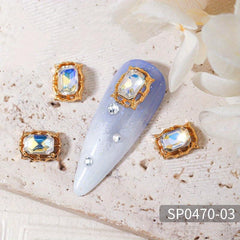 5 pcs 3D Crystal Nail Charms Large Rhinestones and Diamonds Silver Metal Charms