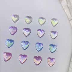 Random Mixed Sizes Shimmer Heart Resin Nail Art Supplies For Decoration 3D