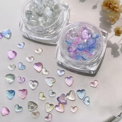 Random Mixed Sizes Shimmer Heart Resin Nail Art Supplies For Decoration 3D