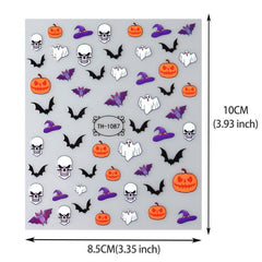 Halloween Nail Art Stickers 3D Skull Bone Ghost Pumpkin