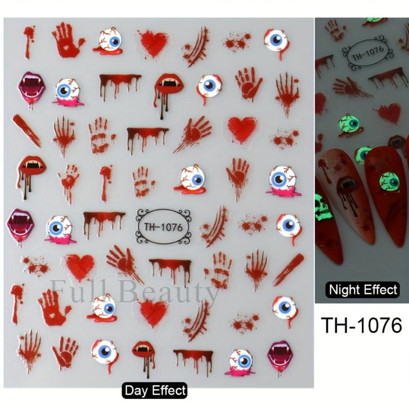 Halloween Nail Art Stickers 3D Skull Bone Ghost Pumpkin
