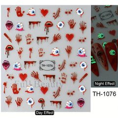 Halloween Nail Art Stickers 3D Skull Bone Ghost Pumpkin