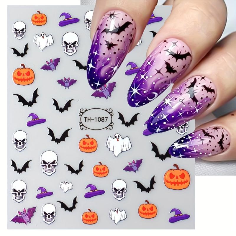 Halloween Nail Art Stickers 3D Skull Bone Ghost Pumpkin
