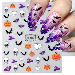 Halloween Nail Art Stickers 3D Skull Bone Ghost Pumpkin