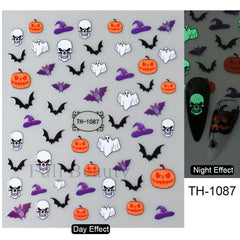 Halloween Nail Art Stickers 3D Skull Bone Ghost Pumpkin