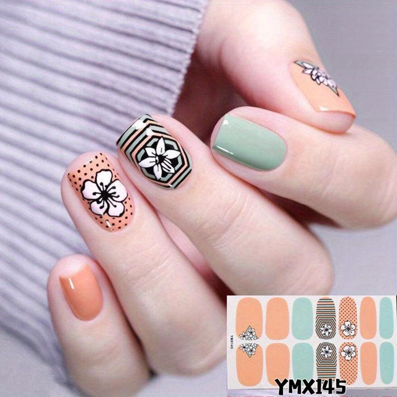 Geometric Nail Polish Stickers Wrap Strips Full Cover Self Adhesiv