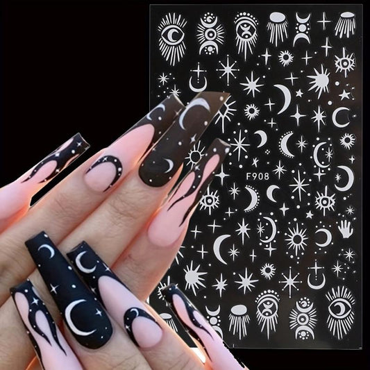 Evil Eye Nail Art Stickers Self Adhesive Decals Flame Snake Sliders