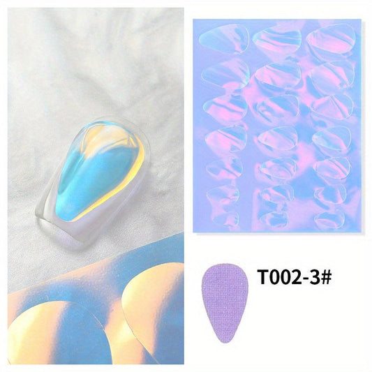 Aurora Film Nail Glass Foil Stickers Ice Cube Broken Paper