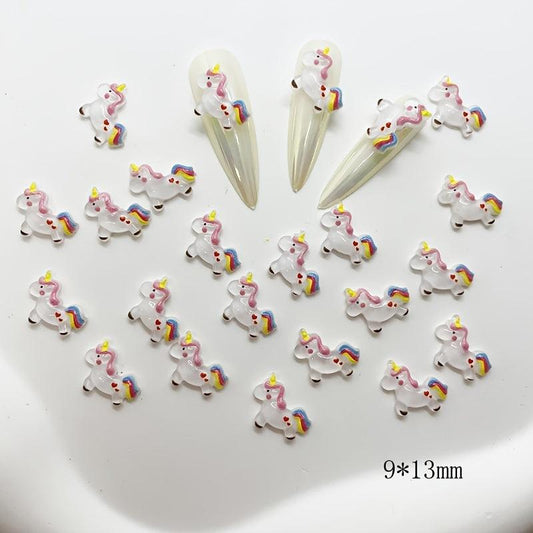 20 pcs Unicorn Nail Art Resin Charms for Gel & Acrylic Nails DIY Crafts