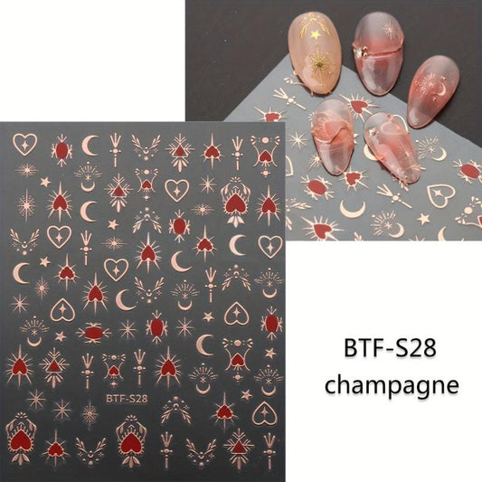 3pcs 3D Nail Art Stickers Star Moon Sun Nail Decals DIY Nail Salons