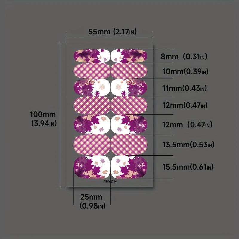 Maple Leaf Nail Art Stickers Full Wrap Nail Polish Strips with Files